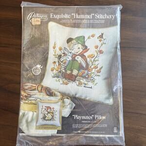 Vtg Paragon Needlecraft Crewel Cross Stitch Stitchery Kit Hummel Boy And Bunnies